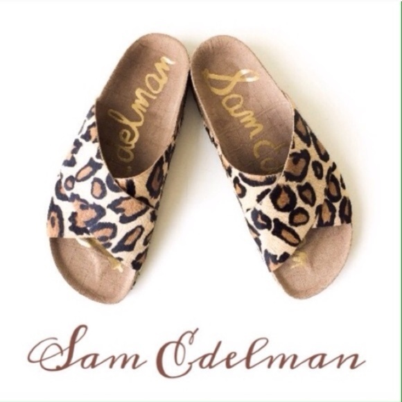 sam edelman leopard slide sandals